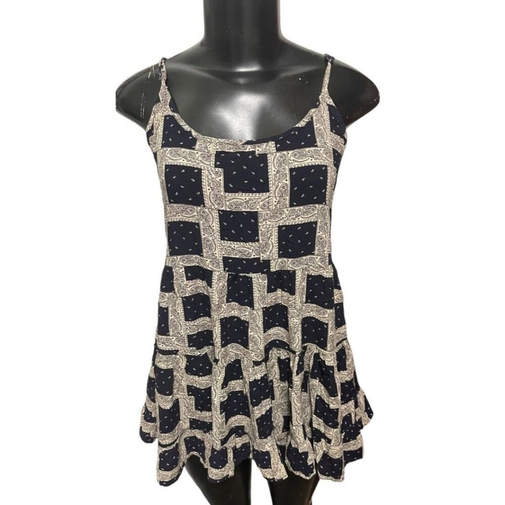 Small En Creme Spaghetti Strap Junior Womens Tunic Boho Top Paisley‎ Print